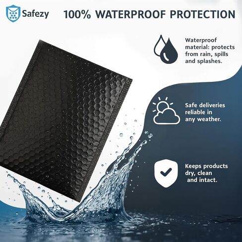 Bubble Mailers 6x10", 50 Pack, Black Poly Padded Envelopes, Usable Size 6x9", Self-Seal Opaque Shipping Bags for Jewelry, Makeup, Small Business in Kuwait