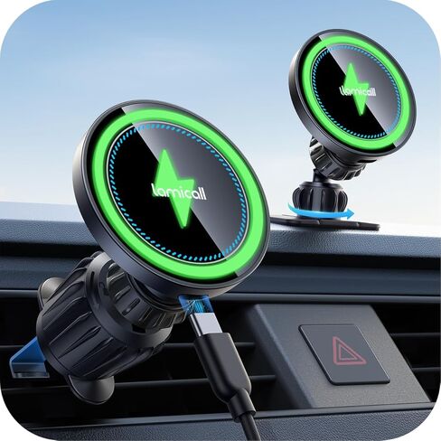 Lamicall 2 Pack يناسب MagSafe Car Mount - [20 مغناطيس مطور] حامل هاتف مغناطيسي للسيارة، مشبك حامل للهاتف الخلوي بفتحة تهوية، ملحقات MagSafe لهاتف iPhone 16 15 Pro Max Plus 14 13 12 Mini وجميع الهواتف in Kuwait