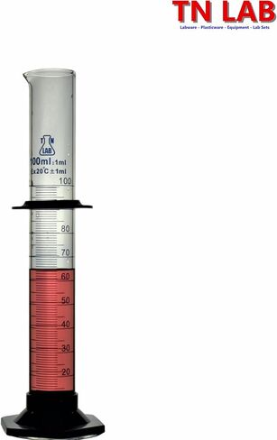 TN Lab Graduated Measuring Cylinder 100ml Borosilicate Glass with Plastic Base in Saudi Arabia