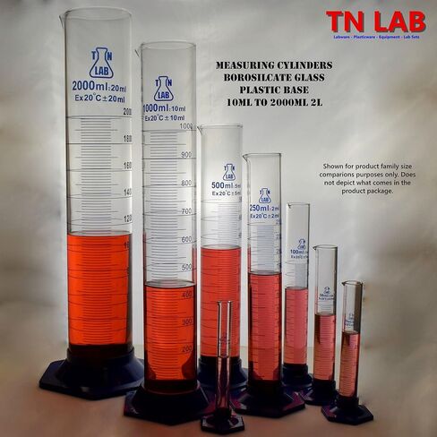 TN Lab Graduated Measuring Cylinder 100ml Borosilicate Glass with Plastic Base in Saudi Arabia
