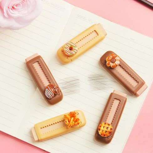 5 Pcs Bread Retractable Erasers, Cute Food Rubber Push-Pull Eraser Kawaii Bread Pencil Erasers for Kids Boys Girls Students School Office Supply Stationery Classroom Gifts in Saudi Arabia