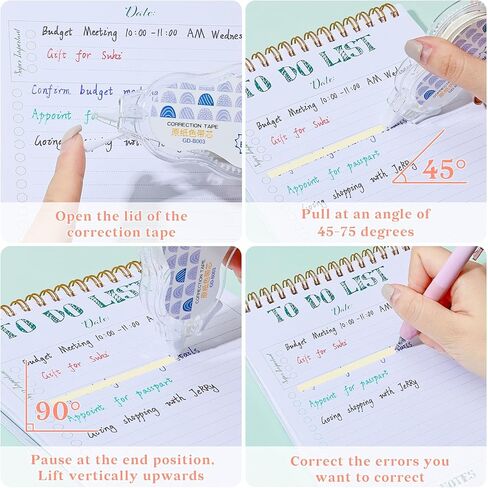 Temiary 5 Pcs Aesthetic Beige Correction Tape, Smooth Glide Quick Dry Tapes for Instant Corrections, Easy to Use White Tape Out Applicator Set for Office Note Taking, Journaling (Abstract Patterns) in Kuwait