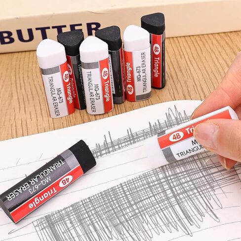 6 Packs Pencil Eraser Triangle Erasers for Office Supplies Prize Gifts Pencil Eraser for Office, Art Erasers for Drawing (White, 5x1.5x1.5cm) in Kuwait