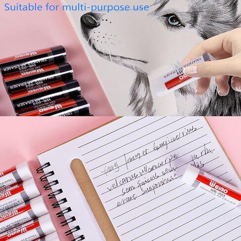 6 Packs Pencil Eraser Triangle Erasers for Office Supplies Prize Gifts Pencil Eraser for Office, Art Erasers for Drawing (White, 5x1.5x1.5cm) in Kuwait