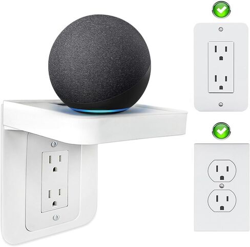 ALLICAVER Horizontal Decora Outlet Shelf Only, Wall Holder with Built-in Cable Management, Light-Duty Organizer for Electric Toothbrush & Small Accessories, Not for Vertical or Duplex Outlets in Saudi Arabia