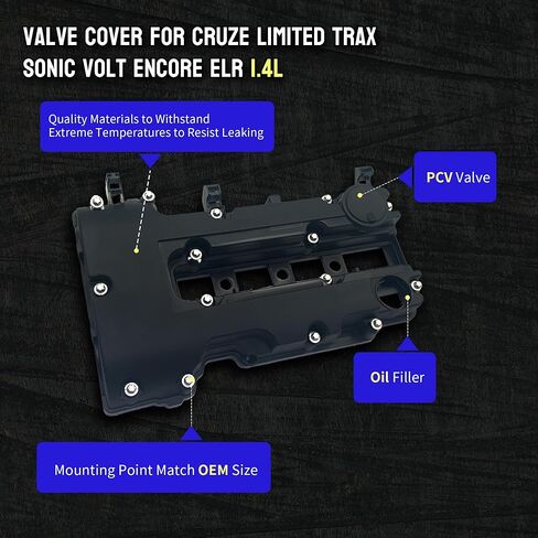 Engine Valve Cover kit w/Gaskets & Bolts Compatible with 2011-2020 Chevrolet Chevy Cruze Sonic Volt Trax Buick Encore Cadillac ELR L4 Replaces # 25198874 55573746 264-968 in Saudi Arabia