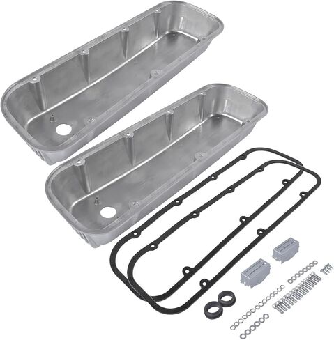 Tall Finned Aluminum Valve Covers 3 11/16" Polished Replacement for Chevy BBC Big Block 396 454 502 1965-1995 in Kuwait