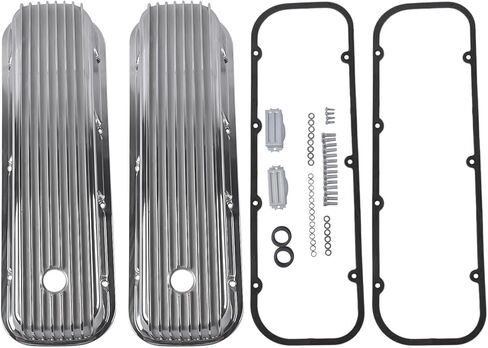Tall Finned Aluminum Valve Covers 3 11/16" Polished Replacement for Chevy BBC Big Block 396 454 502 1965-1995 in Kuwait