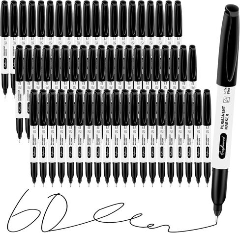 Ultra Fine Point Permanent Markers Assorted Colors 12 Pcs, Extra Fine Tip Works on Paper, Glass, Plastic, Metal, Waterproof, Smudge Resistant, for Adults, Teacher, Office & School Supplies in Saudi Arabia
