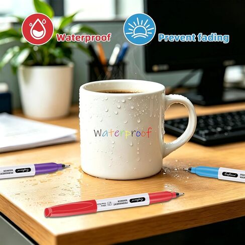 Ultra Fine Point Permanent Markers Assorted Colors 12 Pcs, Extra Fine Tip Works on Paper, Glass, Plastic, Metal, Waterproof, Smudge Resistant, for Adults, Teacher, Office & School Supplies in Saudi Arabia
