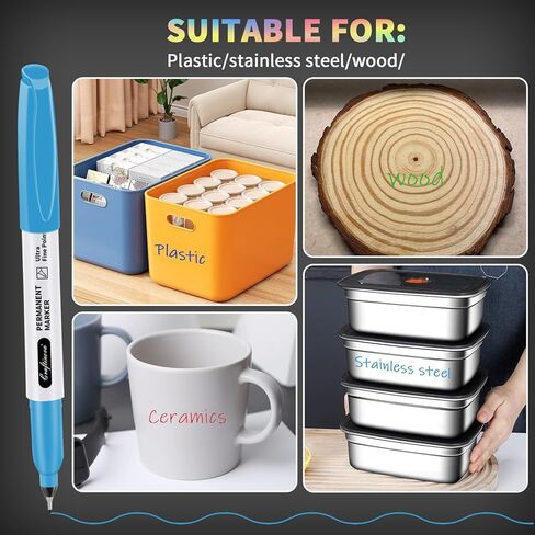 Ultra Fine Point Permanent Markers Assorted Colors 12 Pcs, Extra Fine Tip Works on Paper, Glass, Plastic, Metal, Waterproof, Smudge Resistant, for Adults, Teacher, Office & School Supplies in Saudi Arabia
