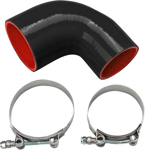 90 Degree Elbow Reducer Silicone Coupler Hose, 3 to 3.5 Inch, 3-Ply, 120mm Length, with T-Bolt Clamp, for Turbo/Intercooler/Intake Piping in Saudi Arabia
