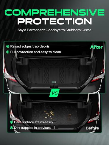 YHTAUTO Cargo Mat Compatible with Kia K5 2021-2026 (FWD) & Hyundai Sonata 2020-2026 (5 Seats), TPE Floor Liners All-Weather Protection Custom Fit, Cargo Mat, Black in Kuwait