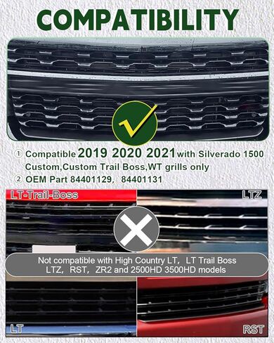 LED Grill Lights for 2019 2020 2021 Chevy Silverado Accessoreis Clip On Front Grille Insert Light Bar Head Lamp Fits Silverado Trail Boss,WT,Custom Only (7pcs-white) in Saudi Arabia