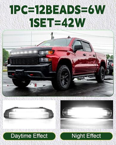 LED Grill Lights for 2019 2020 2021 Chevy Silverado Accessoreis Clip On Front Grille Insert Light Bar Head Lamp Fits Silverado Trail Boss,WT,Custom Only (7pcs-white) in Saudi Arabia