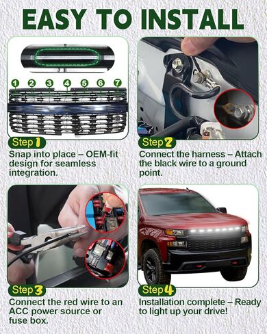 LED Grill Lights for 2019 2020 2021 Chevy Silverado Accessoreis Clip On Front Grille Insert Light Bar Head Lamp Fits Silverado Trail Boss,WT,Custom Only (7pcs-white) in Saudi Arabia