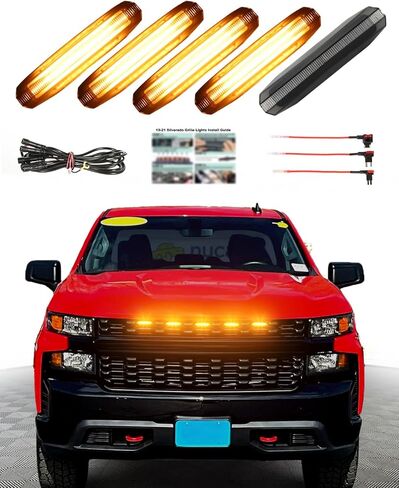 LED Grill Lights for 2019 2020 2021 Chevy Silverado Accessoreis Clip On Front Grille Insert Light Bar Head Lamp Fits Silverado Trail Boss,WT,Custom Only (7pcs-white) in Saudi Arabia