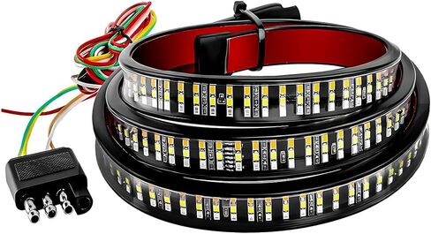 شريط إضاءة الباب الخلفي LED للشاحنة مقاس 60 بوصة من HZEL، شريط ضوء خلفي مرن بفرامل ساطعة ثلاثية الصف، IP65 مقاوم للماء للفرامل تشغيل إشارة الانعطاف الخلفية، مصباح شريطي خلفي عالمي لشاحنة مقطورة صغيرة in Kuwait