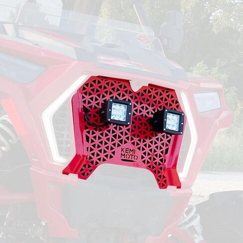 مصباح شواية أمامي معدني من KEMIMOTO UTV متوافق مع 2019-2023 Polaris RZR XP/XP4 1000/1000 S/Turbo/Turbo S، شبكة شبكية سوداء مع ملحقات شريط إضاءة LED مقاومة للماء استبدال 5455433-070 in Kuwait