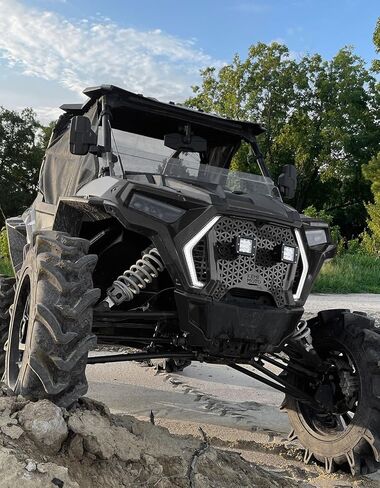 مصباح شواية أمامي معدني من KEMIMOTO UTV متوافق مع 2019-2023 Polaris RZR XP/XP4 1000/1000 S/Turbo/Turbo S، شبكة شبكية سوداء مع ملحقات شريط إضاءة LED مقاومة للماء استبدال 5455433-070 in Kuwait