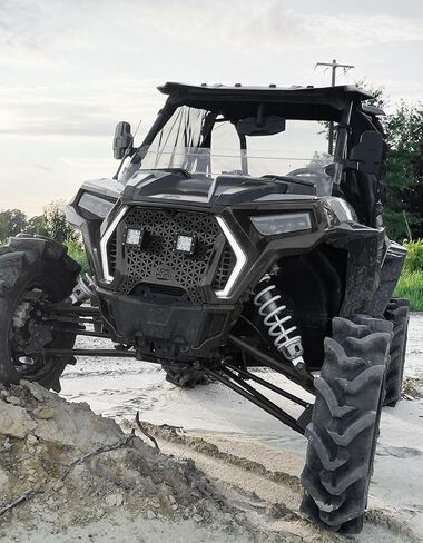 مصباح شواية أمامي معدني من KEMIMOTO UTV متوافق مع 2019-2023 Polaris RZR XP/XP4 1000/1000 S/Turbo/Turbo S، شبكة شبكية سوداء مع ملحقات شريط إضاءة LED مقاومة للماء استبدال 5455433-070 in Kuwait