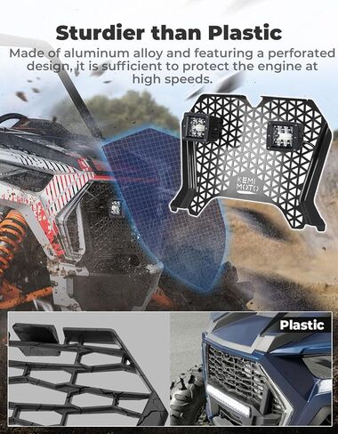مصباح شواية أمامي معدني من KEMIMOTO UTV متوافق مع 2019-2023 Polaris RZR XP/XP4 1000/1000 S/Turbo/Turbo S، شبكة شبكية سوداء مع ملحقات شريط إضاءة LED مقاومة للماء استبدال 5455433-070 in Kuwait
