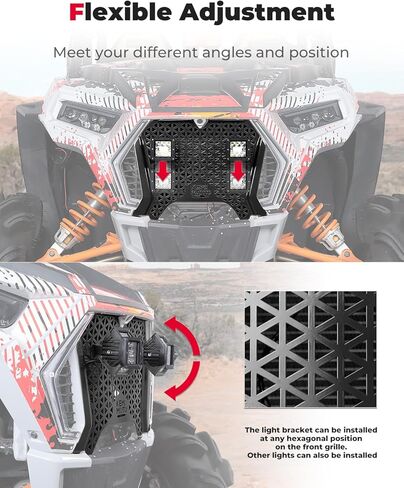 مصباح شواية أمامي معدني من KEMIMOTO UTV متوافق مع 2019-2023 Polaris RZR XP/XP4 1000/1000 S/Turbo/Turbo S، شبكة شبكية سوداء مع ملحقات شريط إضاءة LED مقاومة للماء استبدال 5455433-070 in Kuwait