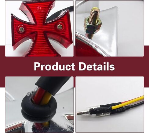 Cruiser Cross Rear Light, ABS Cross LED Rear Tail Brake Light, 12V Multi-function Motorcycle Taillights, Universal Motorcycle Bulb Modification Accessories (Red) in Saudi Arabia