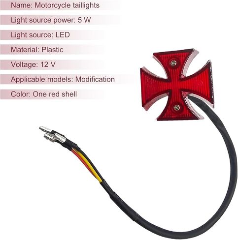 Cruiser Cross Rear Light, ABS Cross LED Rear Tail Brake Light, 12V Multi-function Motorcycle Taillights, Universal Motorcycle Bulb Modification Accessories (Red) in Saudi Arabia