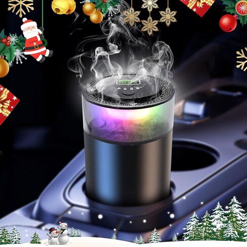 Smart Car Diffuser for Essential Oil with Smart Spray Modes (3 Settings) & Essential Oil Monitor, USB-C Rechargeable, Auto On/Off,Long Lasting (3 Scents Refills) Car Scent with 4 Ambient Light in Saudi Arabia