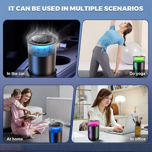 Smart Car Diffuser for Essential Oil with Smart Spray Modes (3 Settings) & Essential Oil Monitor, USB-C Rechargeable, Auto On/Off,Long Lasting (3 Scents Refills) Car Scent with 4 Ambient Light in Saudi Arabia