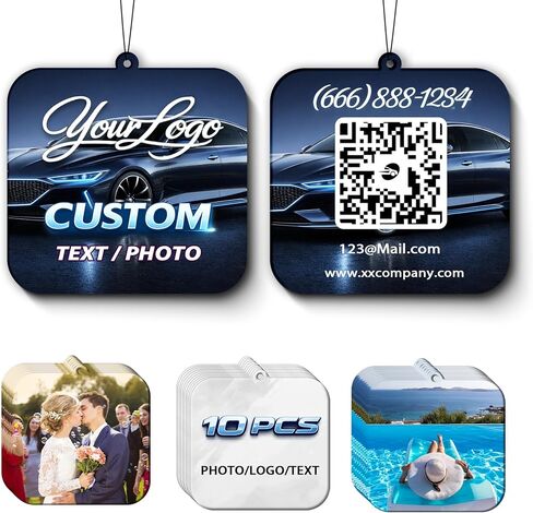 10-1000PCS Custom Logo Car Air Fresheners Bulk, Personalized Air Fresheners with Picture Double Sided, Custom Photo Air Freshener for Car, Bulk Gifts for Business Events, Branding (Rectangle) in Saudi Arabia