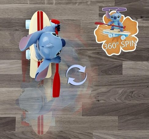 Jada Surfer Stitch RC - لعبة تحكم لاسلكي مقاس 10 بوصات مع ميزة الدوران بزاوية 360 درجة والضبط الذاتي - Disney Lilo & Stitch - هدية ممتعة للأطفال ومحبي الأفلام - للأعمار من 3 سنوات فما فوق in Kuwait