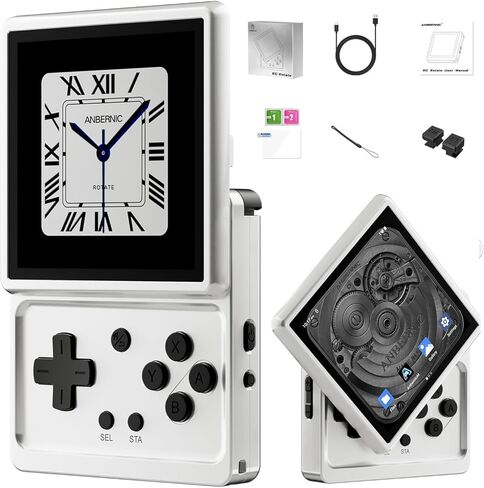 Anbernic RG Rotate Retro Handheld Game Console , 3.5 Inch Swivel Screen Android Handheld Unisoc Tiger T618 2000mAh Battery 3+32GB Aluminum Alloy+ABS Plastic(Polar Black) in Saudi Arabia