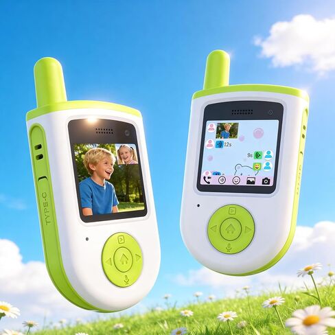 Video Walkie Talkies for Kids, Rechargeable Long Range Smart 2-Way Radio with HD Camera, Video/Voice Chat/Emojis/Games, Educational Outdoor Indoor Toys, Birthday Gifts for Boys Girls Age 4-12 (2 Pack) in Kuwait