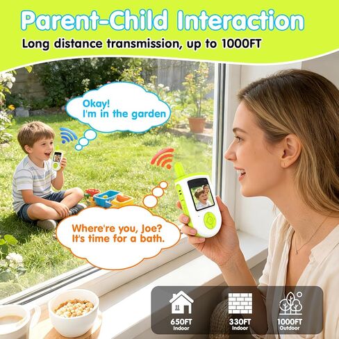 Video Walkie Talkies for Kids, Rechargeable Long Range Smart 2-Way Radio with HD Camera, Video/Voice Chat/Emojis/Games, Educational Outdoor Indoor Toys, Birthday Gifts for Boys Girls Age 4-12 (2 Pack) in Kuwait