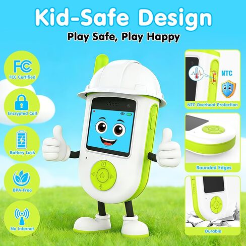 Video Walkie Talkies for Kids, Rechargeable Long Range Smart 2-Way Radio with HD Camera, Video/Voice Chat/Emojis/Games, Educational Outdoor Indoor Toys, Birthday Gifts for Boys Girls Age 4-12 (2 Pack) in Kuwait