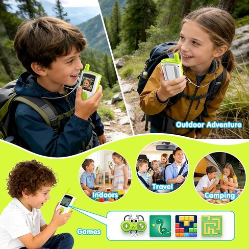 Video Walkie Talkies for Kids, Rechargeable Long Range Smart 2-Way Radio with HD Camera, Video/Voice Chat/Emojis/Games, Educational Outdoor Indoor Toys, Birthday Gifts for Boys Girls Age 4-12 (2 Pack) in Kuwait