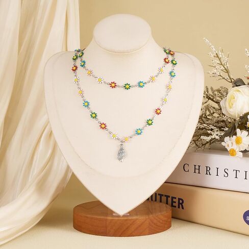 SMYHTGLIF 9.8 Feet Colorful Flower Chain for Jewelry Making Silver Stainless Steel Daisy Chain Bulk DIY Craft Jewelry Making Supplies in Saudi Arabia