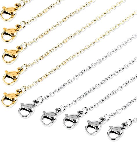20 Pcs Necklace Chains for Jewelry Making, Gold and Silver Plated DIY Cable Link Bulk Necklace Chains for Women Necklaces Jewelry Making 18 Inches in Kuwait
