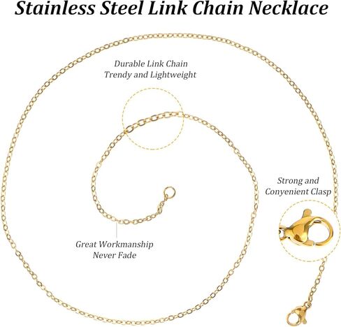 20 Pcs Necklace Chains for Jewelry Making, Gold and Silver Plated DIY Cable Link Bulk Necklace Chains for Women Necklaces Jewelry Making 18 Inches in Kuwait