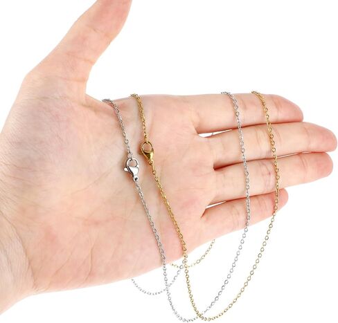 20 Pcs Necklace Chains for Jewelry Making, Gold and Silver Plated DIY Cable Link Bulk Necklace Chains for Women Necklaces Jewelry Making 18 Inches in Kuwait
