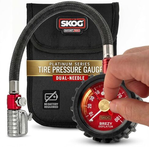 SKÖG Dual-Needle Tire Pressure Gauge 100 PSI | Leak-Free RatchetSeal Patented Quick-Connect | Cars, Trucks, Motorcycles, Bicycles | Battery Free in Saudi Arabia