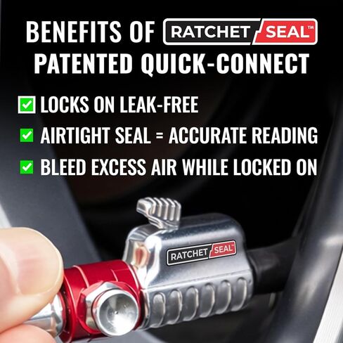 SKÖG Dual-Needle Tire Pressure Gauge 100 PSI | Leak-Free RatchetSeal Patented Quick-Connect | Cars, Trucks, Motorcycles, Bicycles | Battery Free in Saudi Arabia