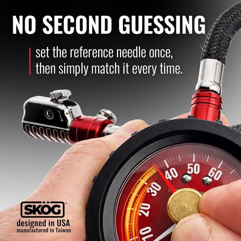 SKÖG Dual-Needle Tire Pressure Gauge 100 PSI | Leak-Free RatchetSeal Patented Quick-Connect | Cars, Trucks, Motorcycles, Bicycles | Battery Free in Saudi Arabia