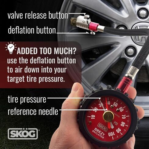 SKÖG Dual-Needle Tire Pressure Gauge 100 PSI | Leak-Free RatchetSeal Patented Quick-Connect | Cars, Trucks, Motorcycles, Bicycles | Battery Free in Saudi Arabia