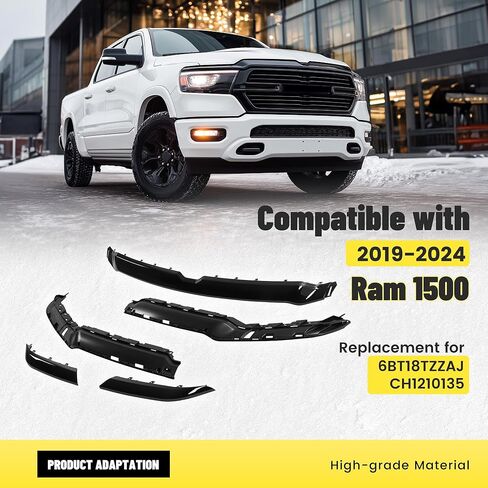 Upper Grill Molding Compatible with 2019-2024 Dodge Ram 1500 Grille Trim Plastic(ABS) Gloss Black Replacement for 6BT18TZZAJ CH1210135 in Kuwait