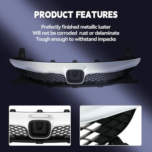 Bumper Upper Grill Grille Compatible With 2009-2011 Honda Civic Sedan w/Chrome Trim in Kuwait