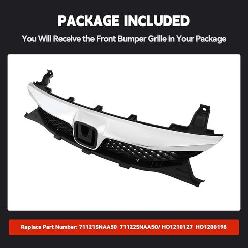 Bumper Upper Grill Grille Compatible With 2009-2011 Honda Civic Sedan w/Chrome Trim in Kuwait