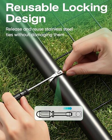 StainlessSteel Cable Tie Gun Set with 150PCS Ties - Special Tool For Fastening And Cutting Metal Cable Ties- Ideal for Chain Link Fence, Dog Fence,Outdoor Fencing, Exhaust Pipe. in Saudi Arabia